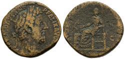 Ancient Coins - Commodus AE30 Sestertius Rome 186-7 AD Salus (Health) Feeding Snake in Altar