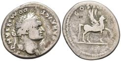 Ancient Coins - Domitian Denarius as Caesar 76-77 AD Pegasos w/ Curved Wing
