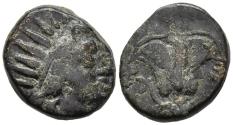 Ancient Coins - VF Scarce Rhodos Carian Islands AE12 200-190 BC Radiate Head of Helios / Rose