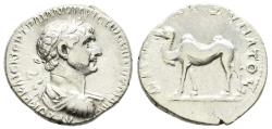 Ancient Coins - Trajan Silver Drachm Bostra Arabia 114-6 AD Bactrian Camel Walking Left
