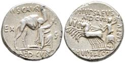 Ancient Coins - Roman Republic Denarius 58 BC Aretas King of Nabataea Kneeling Beside Camel