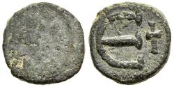 Ancient Coins - Byzantine Empire Justinian I AE12 Pentanummium Lunate E & Cross on Rev.
