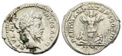 Ancient Coins - Choice VF Septimius Severus Denarius Rome 202 AD Trophy & Two Parthian Captives