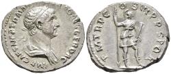 Ancient Coins - VF Trajan Silver Denarius Rome Mint 114-6 AD Virtus Holding Spear & Parazonium