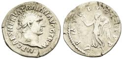 Ancient Coins - Trajan 98-117 AD Silver Denarius Victory Walking Left COS IIII