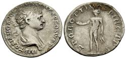 Ancient Coins - Trajan 98-117 AD Silver Denarius Bonus Eventus or Genius Patera & Grain