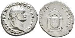 Ancient Coins - Very Rare aVF Domitian 81 -96 AD Silver Denarius Draped Seat
