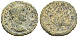 Ancient Coins - Severus Alexander 222-235 AD Caesarea Cappadocia AE27 Mount Argaeus Helios C/M
