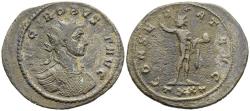 Ancient Coins - Probus Antoninianus Ticinum Mint  277-8 AD Sol Holding Globe Commanding Sunrise