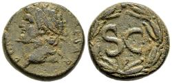 Ancient Coins - VF Domitian Antioch Syria AE21 Semis Head Left / S C in Wreath