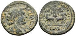Ancient Coins - Rare Kotiaeion Phrygia AE29 253-268 AD Demos / Sol in Facing Quadriga