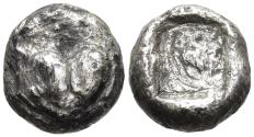 Ancient Coins - Rare aVF Kyrene Kyrenaica 510-475 BC Obol Heart-Shaped Silphium Fruit