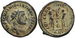 Ancient Coins - Ch VF Diocletian AE21 Radiate Antioch 297 AD Receiving Victory From Jupiter