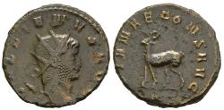 Ancient Coins - VF Gallienus 253-268 AD Antoninianus Rome Mint Diana Protector Antelope