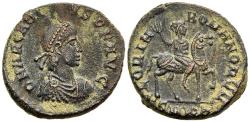 Ancient Coins - gVF Arcadius AE17 Centenionalis Cyzicus 392-5 AD Emperor on Horseback