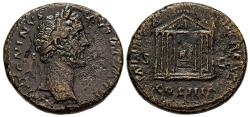 Ancient Coins - Antoninus Pius AE32 Sestertius Octastyle Temple Of Diva Augustus and Livia