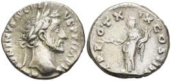 Ancient Coins - VF Antoninus Pius Silver Denarius Rome 155-6 AD Pax Holding Olive Branch