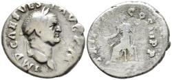 Ancient Coins - Vespasian Silver Denarius 71 AD Pax (Peace) Holding Olive Branch and Caduceus