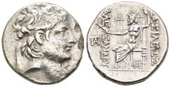 Ancient Coins - VF Seleukid Silver Tetradrachm Alexander II Zabinas 128-122 BC Zeus on Throne