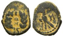 Ancient Coins - Nabataean King Aretas IV AE11 Herod's Jerusalem Temple Gate Graven Image Eagle