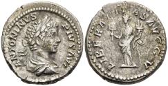 Ancient Coins - Choice VF Caracalla Silver Denarius Rome 5th Liberality of the Two Emperors