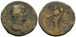 Ancient Coins - Hadrian AE32 Sestertius 134-8 AD Fortuna Standing Holds Patera & Cornucopia