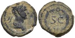 Ancient Coins - aVF Trajan AE12 Chalkous Struck in Rome for use in Syria 116 AD SC in Wreath