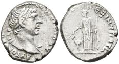 Ancient Coins - aVF Trajan 98-117 AD Silver Drachm Bostra Decapolis Arabia Camel Behind