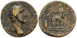 Ancient Coins - Antoninus Pius AE32 Sestertius Rome Mint 151-2 AD Annona Modius at Feet