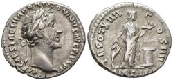 Ancient Coins - Scarce VF Antoninus Pius Denarius Pietas at Altar Holds Deer and Bowl of Fruit