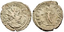 Ancient Coins - Ch VF Gallic-Roman Postumus Antoninianus Neptune Holding Dolphin Trident