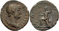 Ancient Coins - Hadrian AE19 Semis Rome Mint for Use in Syria 124-5 AD Roma Seated on Cuirass