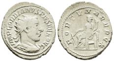 Ancient Coins - Gordian III Silver Antoninianus 242-244 AD Fortuna Redux with Rudder Cornucopia