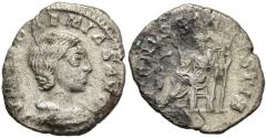 Ancient Coins - Julia Soaemias Silver Denarius Rome 220 AD Venus Enthroned Child at Feet