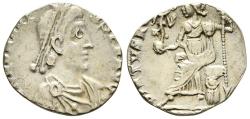 Ancient Coins - VF Honorius Siliqua VIRTVS ROMANORVM Roma Seated Holding Victory