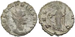Ancient Coins - Claudius II Gothicus Silvered Antoninianus Salus (Health) Feeding Snake
