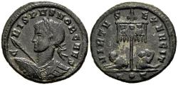 Ancient Coins - Rare Choice gF Crispus Caesar 317-326 Centenionalis 2 Captives under Standard