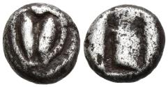 Ancient Coins - Very Rare VF Kyrene Kyrenaica 525-475 BC Obol Heart-Shaped Silphium Fruit