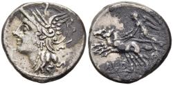 Ancient Coins - VF Roman Republic Silver Denarius Rome 104 BC Roma / Victory in Biga