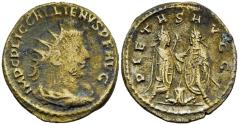 Ancient Coins - Gallienus Antoninianus PIETAS AVGG Valerian and Gallienus at Altar