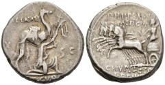 Ancient Coins - Scarce Roman Republic Silver Denarius 58 BC King Aretas of Nabataea with Camel