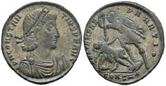 Ancient Coins - Choice VF Constantius II AE23 348-351 AD Constantinople Combat Reverse
