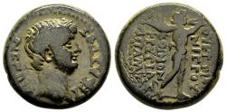 Ancient Coins - gF Nero Apameia ad Maeandrum AE21 Satyr Marsyas Playing Athena's Flute