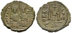 Ancient Coins - Choice aVF Byzantine Justin II and Sophia AE33 Follis Constantinople