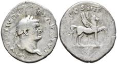 Ancient Coins - Very Rare Domitian 81 -96 AD Silver Rome Mint Pegasus Legend Variant