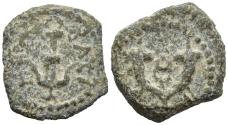Ancient Coins - Judean Kingdom Herod the Great 37-4 BC Prutah Anchor/2 Cornucopias Caduceus