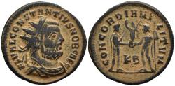 Ancient Coins - Choice VF Constantius I Radiate AE21 Cyzicus Mint 295-9 AD Emperor & Jupiter