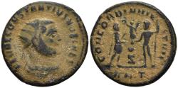 Ancient Coins - Constantius I Caesar Radiate Antioch 296 AD Jupiter Offering Victory