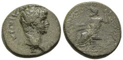 Ancient Coins - Nero Synnada Phrygia AE19 Zeus Seated Left Holding Nike and Scepter