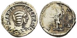 Ancient Coins - Julia Domna Silver Denarius Struck at Rome Under Caracalla VESTA